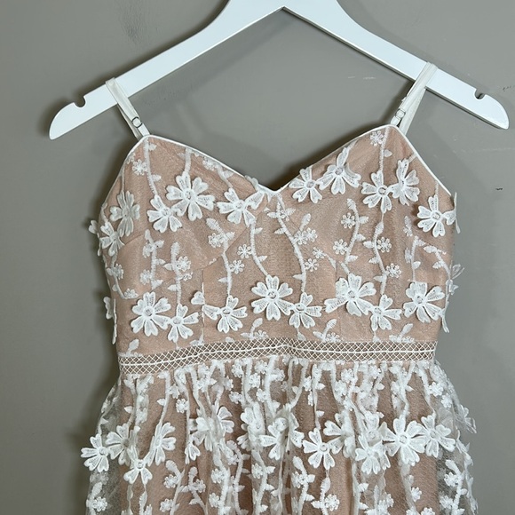 Endless Rose Crochet Layered Midi Dress White Sweetheart neckline Lined Sz S - Picture 4 of 16